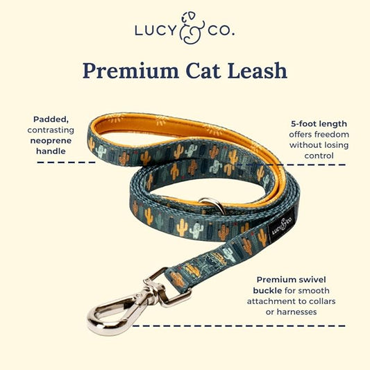 Lucy & Co. Looking Sharp Step-in Cat Harness & Leash Bundle – Reflective, Breathable & Adjustable Harness for Cats, Kittens & Small Dogs, Lightweight & Secure and Dual Leash Clips – Small