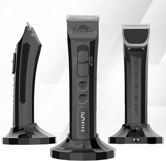 Kenchii Flash Dog Clippers for Grooming 4-in-1 Digital Cordless Cat & Dog Grooming Clipper for Pet Care, Precision Pet Grooming Trim, Shape, and Style Effortlessly, Black