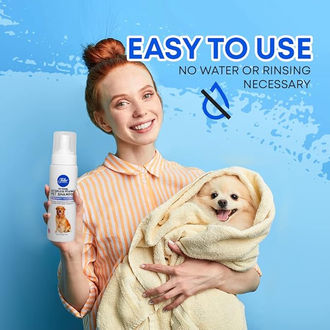Fuller Brush Waterless Foaming Pet Shampoo + 7.5 oz Shampoo with 16 oz Refill Bottle, Dry Shampoo for Dogs Cleans, Conditions & Moisturizes – Fresh Clean Fragrance