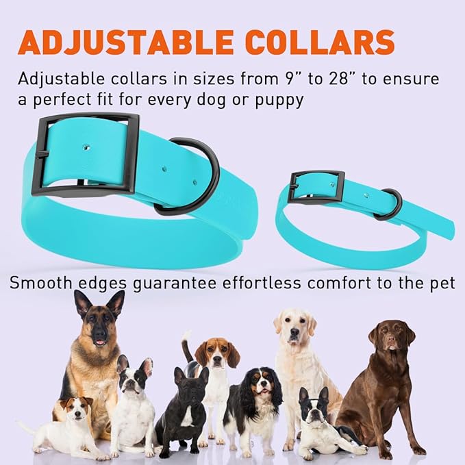 Dogline Biothane Coated Webbing Dog Collar with Black Metal Hardware: Durable Easy-Clean Everyday Collar for Dogs - Comfortable Adjustable Odor-Resistant Pet Collar, W5/8" x L12-15, Sky Blue