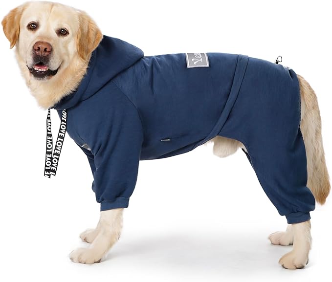 Dog Hoodies Winter Coat for Large Medium Dogs, Pullover 10 Legs Warm Coat Hooded Sweatshirt, Fleece Hoodie for Cold Weather (Dark Blue, 7X-Large)