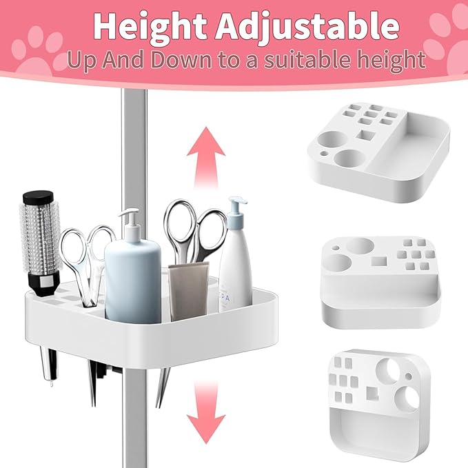 47'' Dog Grooming Table with Adjustable Arm, Foldable Pet Grooming Table for Dogs at Home, Large Grooming Station with Mesh Tray & ABS Tool Holder, Non-Slip Waterproof Surface, Capacity up to 330lbs