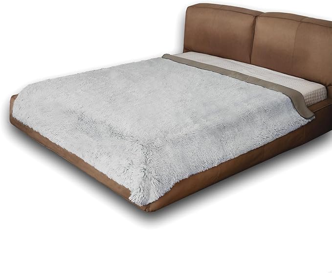 Dogs/Cats Bed Mats, Dog Pad Washable Removable Couch Cover with Anti-Slip Back, Plush Long Fur Mat, Perfect for Small, Medium and Large Dogs.(Magic Gray, 82"x82")