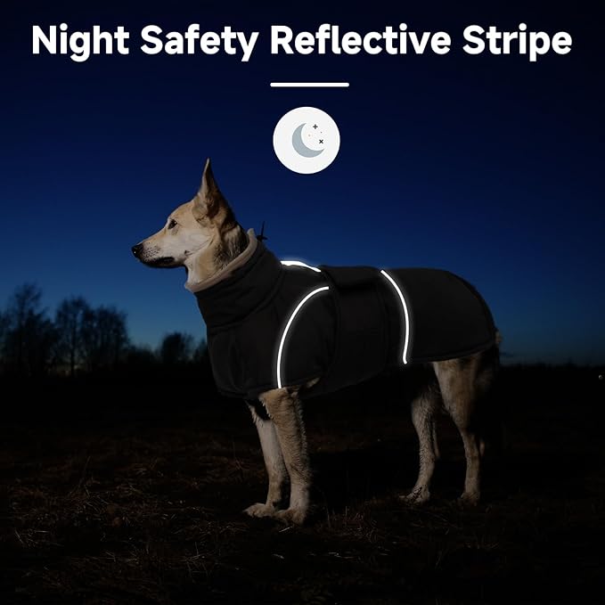 Dog Winter Coat for Small to Large Dogs(XS-XXXL)– Waterproof Windproof Fleece Lined Jacket with Reflective Trim,Pet Vest with Adjustable Buckles, Machine Washable Black 2XL