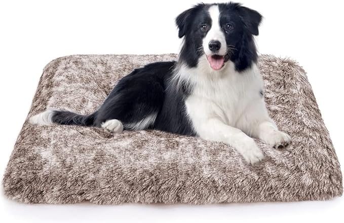ULIGOTA Dog Bed Crate Pad Plush Soft Dog Crate Bed for Small Medium Large Dogs and Cats Washable Anti-Slip Kennel Crate Mats for Sleeping and Anti AnxietyS