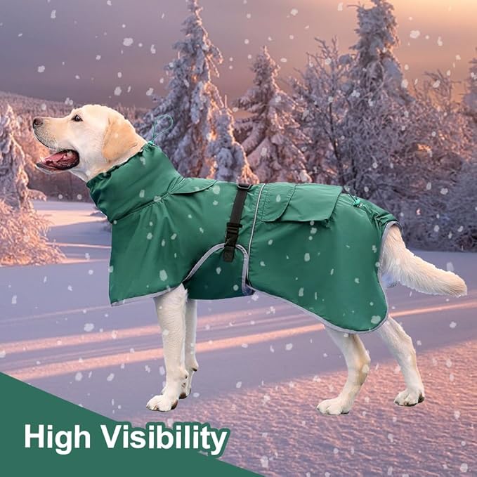 Reflective Dog Raincoat Waterproof Adjustable Dog Hooded Poncho Raincoat for Medium Large Dogs, Lightweight Pet Rain Jacket(Green, 4XL)