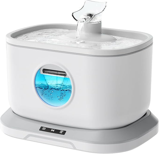 Cat Water Fountain [Water-Electric Separation] Radar Sensing Cordless Water Fountains for Cats Indoor, Battery Operated Wireless Pump, Premium Multi-Layer Filter 2.6L/88oz Ultra Quiet BPA-Free