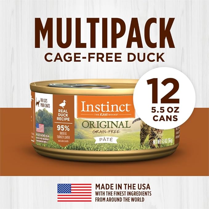 Instinct Original Pate Wet Cat Food, Grain Free Recipe - Real Duck, 5.5 Ounce (Pack of 12)