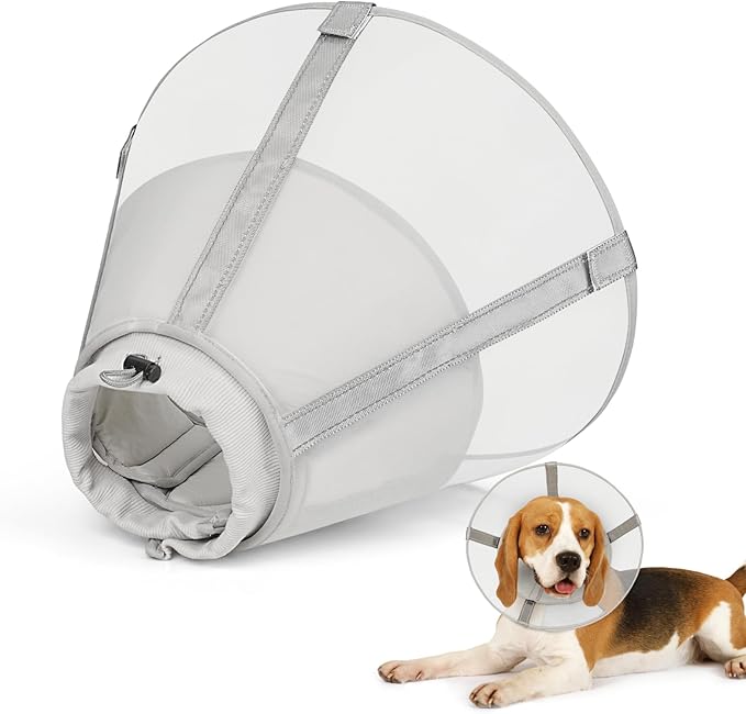 Dog Cone Collar to Stop Licking: Soft Mesh Recovery Collar After Surgery with Detachable Pad, Elizabeth Cone Alternative for Large Medium, Small Dogs, Normal Eating and Drinking (2XL)