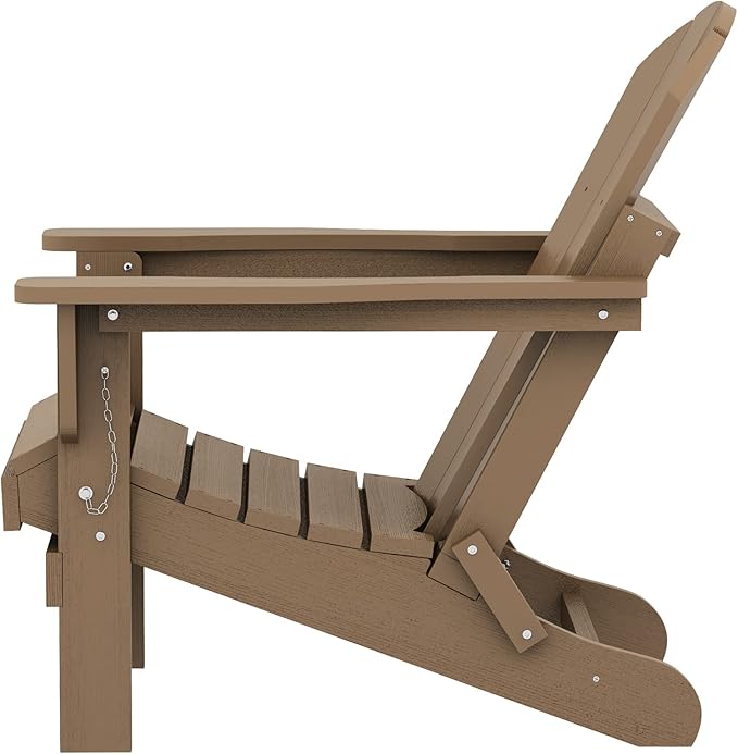 SERWALL Adirondack Chair Set of 6 for Patio Garden Weather Resistant Outdoors Fire Pit Chairs- Brown