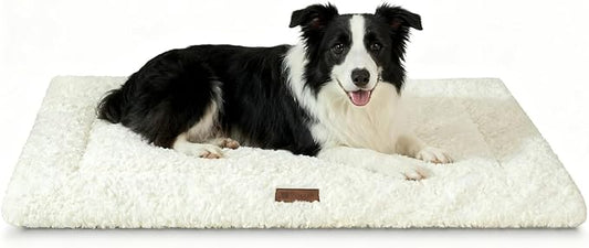 Fluffy Reversible Dog Bed Mat - Ultra Soft & Machine Washable Dog Crate Pad fit for Metal Kennel, Cozy Sleeping Mat, 47" x 29", Beige