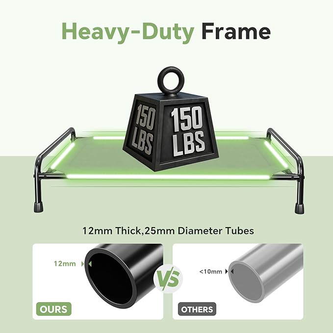 Dog Beds Large Sized Dog, Elevated Dogs Bed for Large Dogs, Portable Cooling Pet Cot with Breathable & Waterproof Mesh, Indoor & Outdoor Raised Pet Hammock Bed, Grey