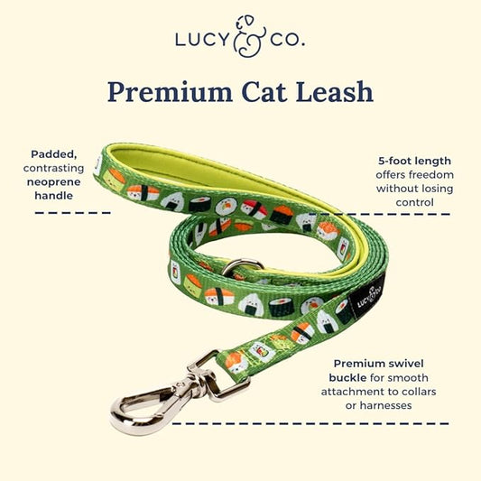 Lucy & Co. How I Roll Step-in Cat Harness & Leash Bundle – Reflective, Breathable & Adjustable Harness for Cats, Kittens & Small Dogs, Lightweight & Secure and Dual Leash Clips – Small