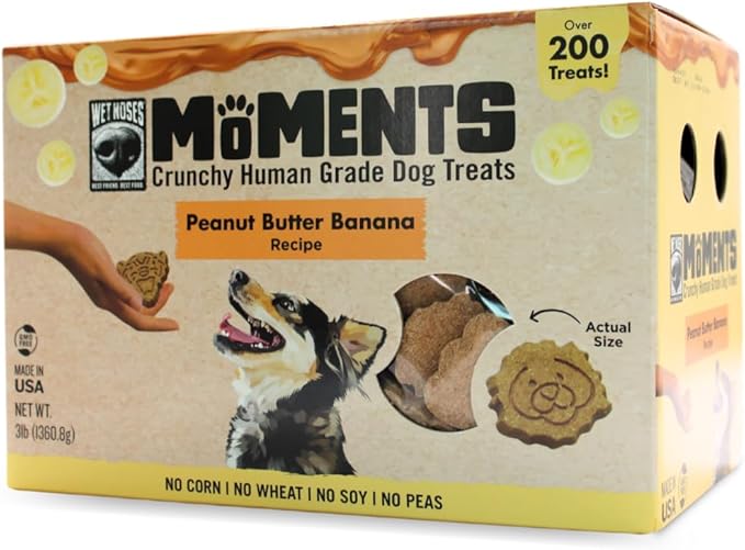 Wet Noses Moments Non-GMO Peanut Butter Jungle Animal Crunchy Dog Treats - 3lb | No Corn, Wheat, Soy or Peas, Made with 5 Simple Ingredients