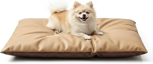 Dog Comfort Bed Mat Pet 2-Side 2-Tone Tech Fabric Bed Suitable for All Seasons, Comfortable Dog Pad for Medium Dogs (Dark&Light Brown)