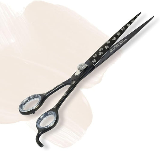 Pet Grooming Scissor Dog Blade scissor Pet Grooming Scissors Dog Hair Cutting Shears with Bag for Professional Right Hand Pet Groomer (Black Straight, 8.5")