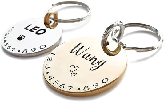 Cats Dogs ID Tags Personalized Lovely Symbols Pets Collar Name Accessories Simple Custom Engraved Supplies for Large Four Legged Child Necklace Chain Anti-Lost Copper Shiny Brass Charm