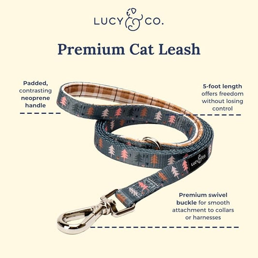 Lucy & Co. Take a Hike Step-in Cat Harness & Leash Bundle – Reflective, Breathable & Adjustable Harness for Cats, Kittens & Small Dogs, Lightweight & Secure and Dual Leash Clips – Medium