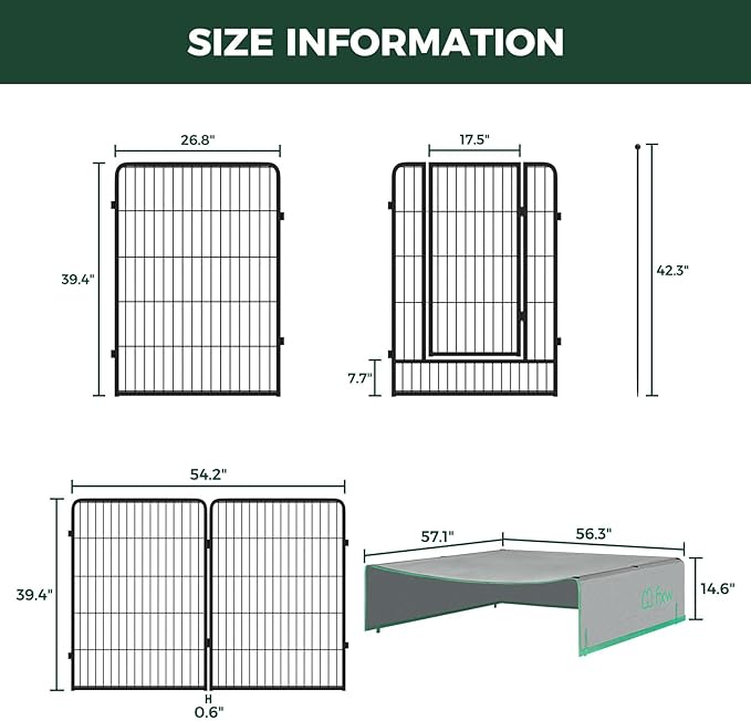 FXW Instant Unleashed Dog Playpen, Portable Pet Fence for Outdoor, RV Trips, and Camping, 40 inch, 16 Panels for Medium and Large Dogs with Sun Shade│Patented