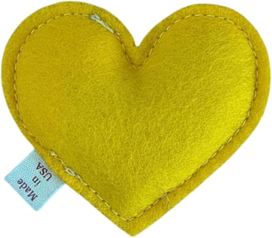 Cherry Valley Organics Catnip Toy – Heart Shape, Organic Catnip, 100% Wool Felt, Grown & Made in The USA - Yellow