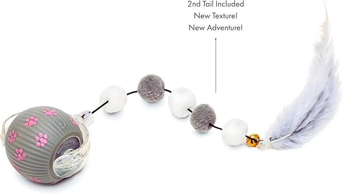 PAWQUÉR Interactive Cat Toys for Indoor Cats | Premium Quality with 3 Detachable Tails | Automatic Speed Modes with Real-Motion Movement | Rechargeable | Fun for Bored Adult Cats and Kittens