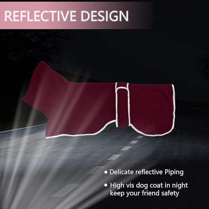 Geyecete Greyhound Cosy Fleece Jumper, Dog Winter Coat with Warm Fleece Lining, Outdoor Dog Apparel with Adjustable Bands for Medium, Large Dog -Pink-M