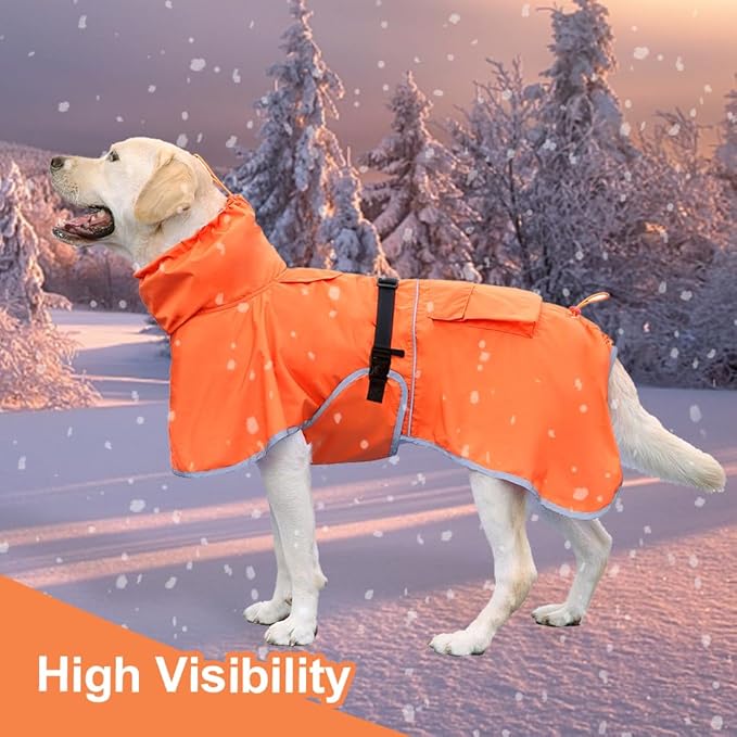 Pet Large Dog Raincoat Apparel Poncho Waterproof for Medium Large Sized for Dog Raincoat (Orange, 4XL)