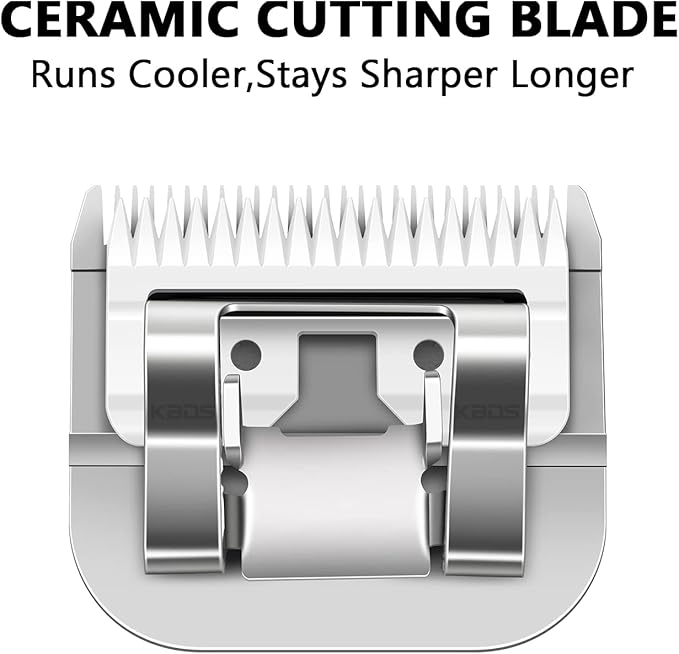 KBDS Detachable Ceramic Pet Clipper Blades,Size-10 Blade Compatible with Most Andis,Oster,Wahl A5 Clippers,Made of Ceramic Blade Cutter and Carbon Steel Blade,1/16'' Inch 1.5mm Cut Length