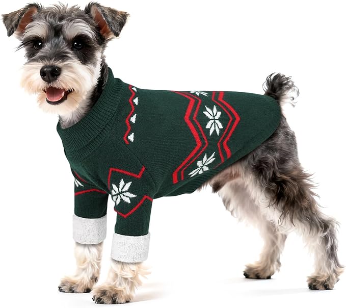 WINGOIN Dog Sweater for Medium Dogs, Dog Christmas Sweaters, Male Female Knit Dogs Turtleneck Pullover with Leash Hole, Pet Warm Winter Clothes for Girl Boy Jack Russell, Vini Schnauzer, Pug (M)