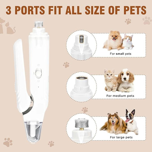 2-in-1 Dog Nail Grinder & Dog Nail Clippers- Gentle Drill Trimmer with Led Light for Large Medium Small Dogs Cats Pets Claw (Pink)