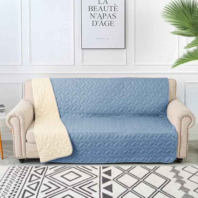 Ameritex Waterproof Pet Bed Cover Anti-Slip Dog Bed Blanket for Sofa and Furniture Waterproof New Pattern Design (Lightblue, 30x90 Inch (Pack of 1))