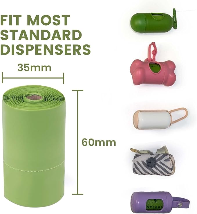 SUPERBIO Handle Tie Dog Poop Bags,12 Rolls,180 Bags,Extra Thick and Strong, OK compost INDUSTRIAL.