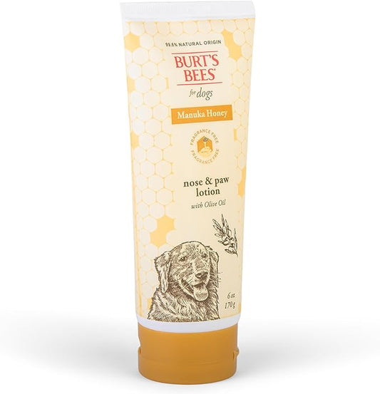 Burt’s Bees for Pets Paw & Nose Lotion for Dogs with Manuka Honey and Olive Oil, Soothes Dry Dog Paws -Naturally Derived Ingredients, 6 Oz