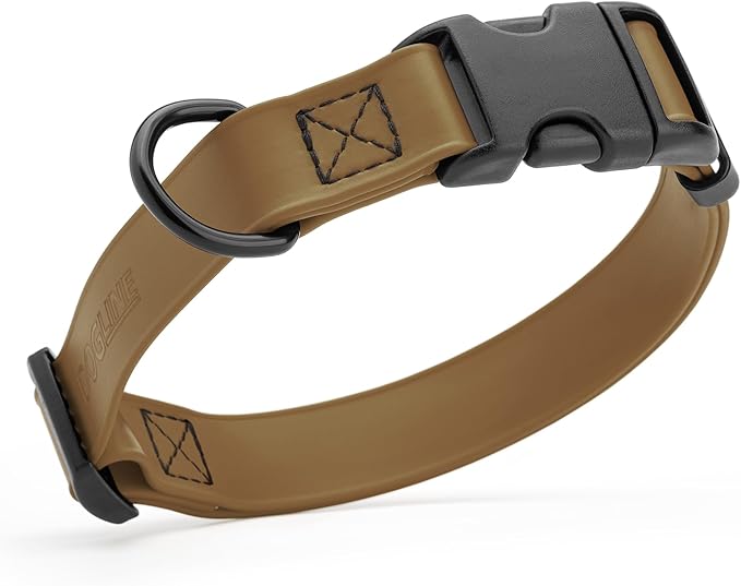 Dogline Durable Biothane Waterproof Collar for Dogs - Odor-Resistant Coated Webbing, Quick-Release Design, Comfortable Adjustable Fit, 3/4" W by 12-19" L, Coyote Brown