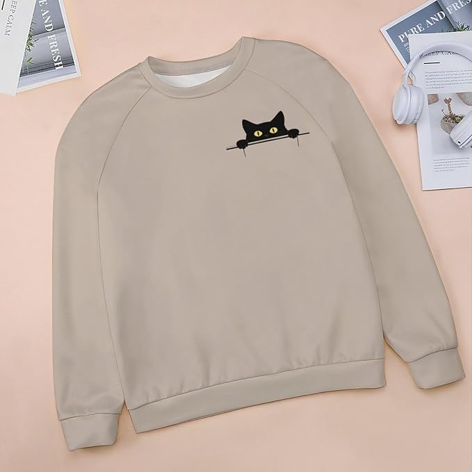 Womens Ugly Christmas Sweatshirt Funny Cat Dog Printed Xmas Pullover Shirts Crewneck Long Sleeve Graphic Hoodies