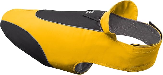 TSPRO Premium Dog Raincoat for Small/Medium Dogs, Waterproof Nylon, Reflective Strips, Easy-On Adjustable Hook & Loop Fastener, Leash Hole for Outdoor Walks (Yellow, L)