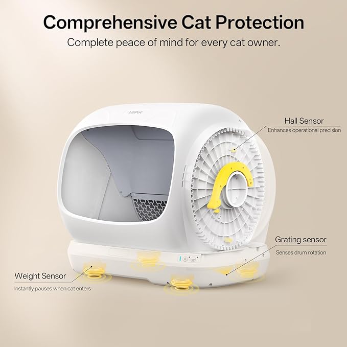 UBPET Self Cleaning Cat Litter Box, XXXL Automatic Litter Box for Multiple Cats, Weight Sensors Safety Protection, Smart APP Control, Odor Control, Works with Clumping/Bentonite/Mineral Litter