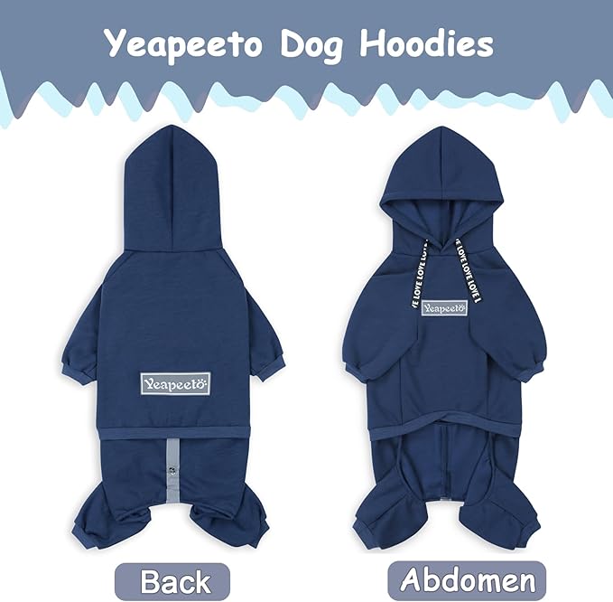 Dog Hoodies Winter Coat for Large Medium Dogs, Pullover 10 Legs Warm Coat Hooded Sweatshirt, Fleece Hoodie for Cold Weather (Dark Blue, 3X-Large)