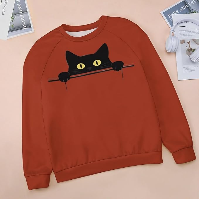 Womens Ugly Christmas Sweatshirt Funny Cat Dog Printed Xmas Pullover Shirts Crewneck Long Sleeve Graphic Hoodies