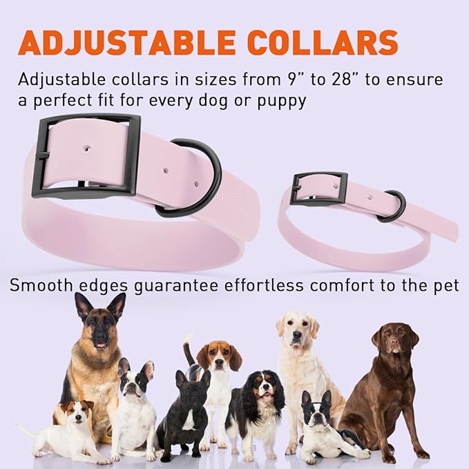 Dogline Biothane Coated Webbing Dog Collar with Black Metal Hardware: Durable Easy-Clean Everyday Collar for Dogs - Comfortable Adjustable Odor-Resistant Pet Collar, W1.5 x L20-24", Pastel Purple