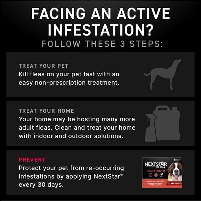 NEXTSTAR Flea and Tick Prevention for Dogs, Repellent & Control, Fast Acting Waterproof Topical Drops, Extra-Large Dog Flea & Tick Control, 3 Monthly Doses