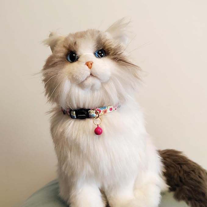 2 Pack Breakaway cat Collars with Bell,Safety Quick Release Pendant Cute Kitten Collar,Adjustable 20-30cm (Rose+Blue, 20-30cm)