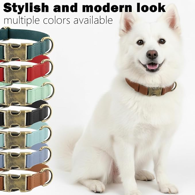 Dog Collars for Small Dogs Silicone Leather Dog Collars Soft Flexible Waterproof Odor-Proof Durable Thick Classic Adjustable Pet Puppy Collar(Brown, Small (9-14" Neck))