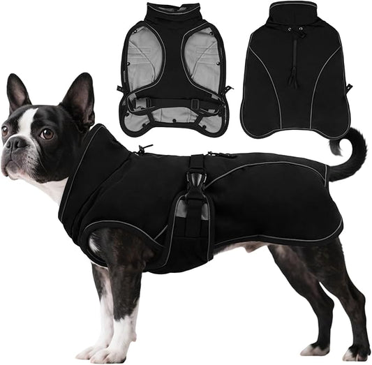 QBLEEV 2 in 1 Dog Coat, Waterproof Dog Winter Jacket with Detachable Fleece Vest, Windproof Warm Snow Jakcet with Harness Hole, Reflective Cold Weather Coats for Small Medium Large Dogs