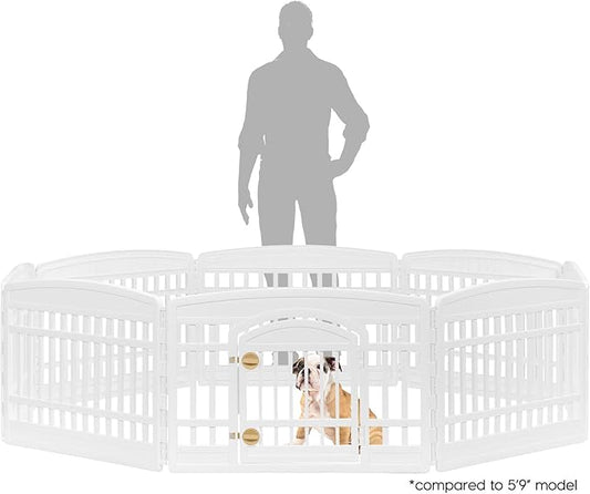 IRIS USA 24" 8-Panel Dog Playpen, 83.5 x 83.5 x 23.63, Puppy Playpen, Dog Play Pen Indoors, Pet Fence, Puppies/Small Dogs, White