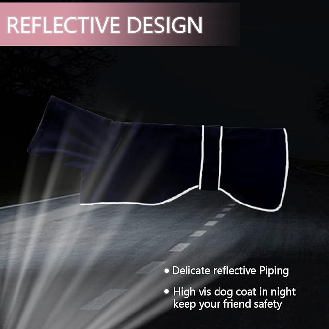 Geyecete Greyhound Cosy Fleece Jumper, Dog Winter Coat with Warm Fleece Lining, Outdoor Dog Apparel with Adjustable Bands for Medium, Large Dog -Blue-XXL