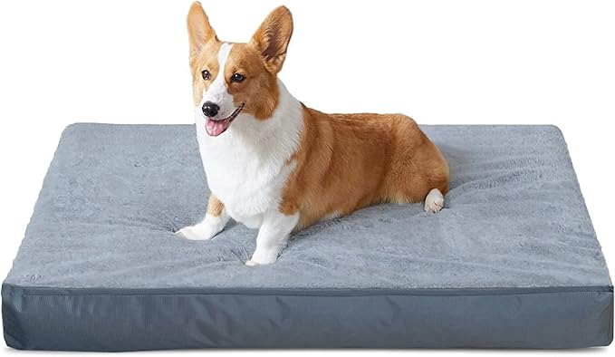 Dog Bed Cover 53L x 36W x 4H Inch,Heavy Duty Durable Waterproof Fluffy Soft Short Plush Replacement Dog Bed Covers,Washable Removable Pet Bed Mattress Cover with Zipper.Grey