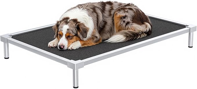 Chew Proof Elevated Dog Bed Medium Size Dog, Aluminum Alloy Dogs Supplies Raised Cot for Cooling Indoor/Outdoor/Camping Use Indestructible & Washable Pet Bed for Crate-40.6"x 28.7" x 7"