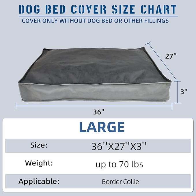 Dog Bed Cover, Comfortable and Quiet Dog Bed Covers for Pet Mat Bed,Washable Removable Cover，Faux Leather Pet Nest, 36" L x 27" W x 3" H ，Cover Only
