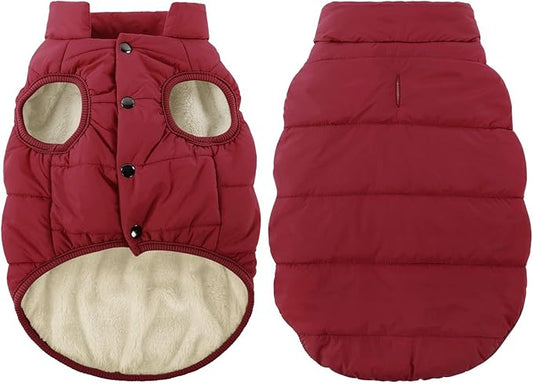 ASENKU Dog Winter Coat - Waterproof Windproof Dog Jacket, Warm Snowproof Doggie Puffer Vest for Cold Weather, Lightweight Snow Coats for Small Medium Large Dogs (2XL, Red)